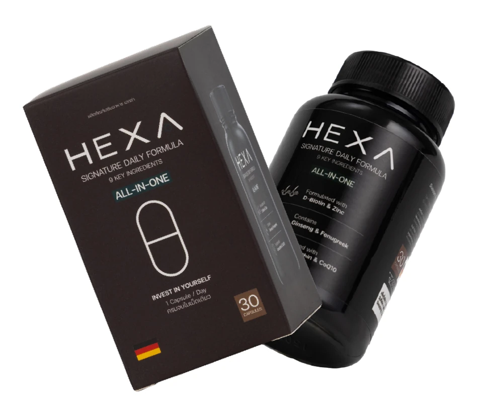 กล่องและขวด HEXA Signature Daily Formula